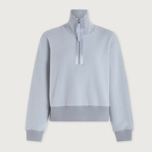 Varley Pearl Blue Roselle Half Zip Borg Fleece Sherpa Sweatshirt Jacket Small - Picture 2 of 16